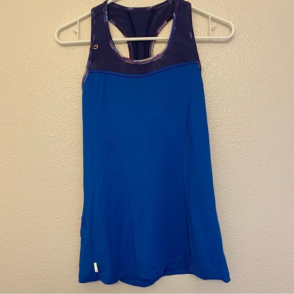 Lole royal blue racer back central tank running top nylon blend LSW1140 -M